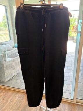 Women’s Black Scuba Cargo Jogger Sweatpants - Classic Comfort sz XL NWT